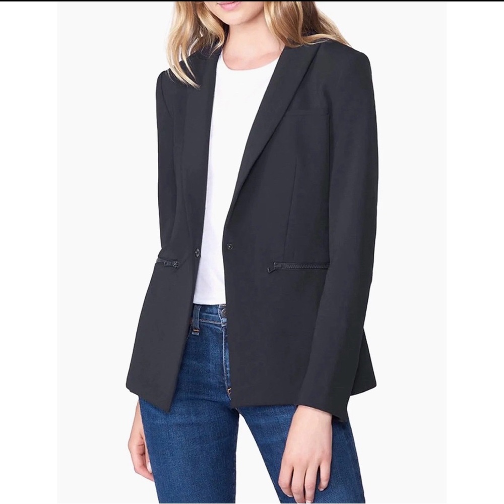 VERONICA BEARD Scuba Dickey Blazer Jacket Single-Button Tailored Black Size 4 - Picture 11 of 11